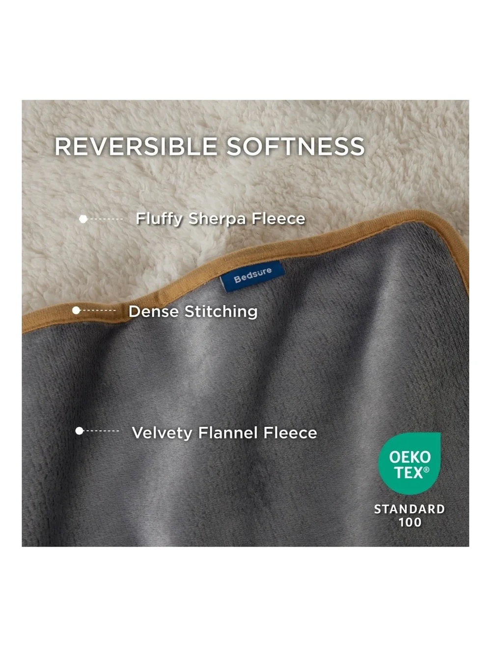 Bedsure Gray & Cream Reversible Sherpa Pet Blanket